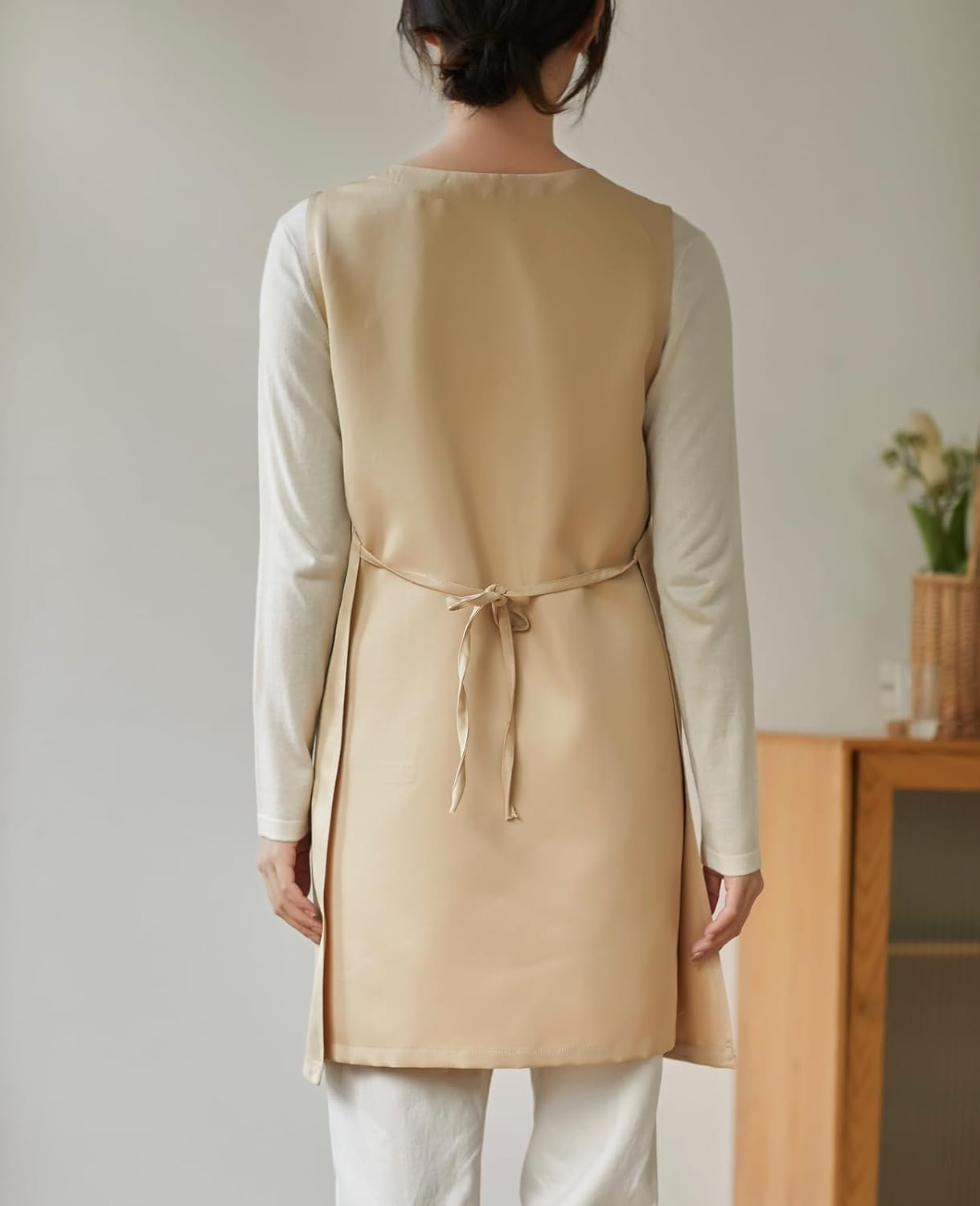 Women Cobbler Apron Japanese Style Aprons with 3 Pockets for Work Chef Kitchen