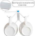 Cabinet Hook Mug Holder - Hanging Coffee Cup Rack for Kitchen, Under Cabinets Metal Hangers Organizer Shelf Storage Utensil (White)