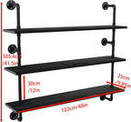Industrial Pipe Shelving Rustic Black Wall Shelves with Wood Planks Industrial Floating Shelves 48 Inch Farmhouse Bookshelf Pipe Shelves Wall Mounted