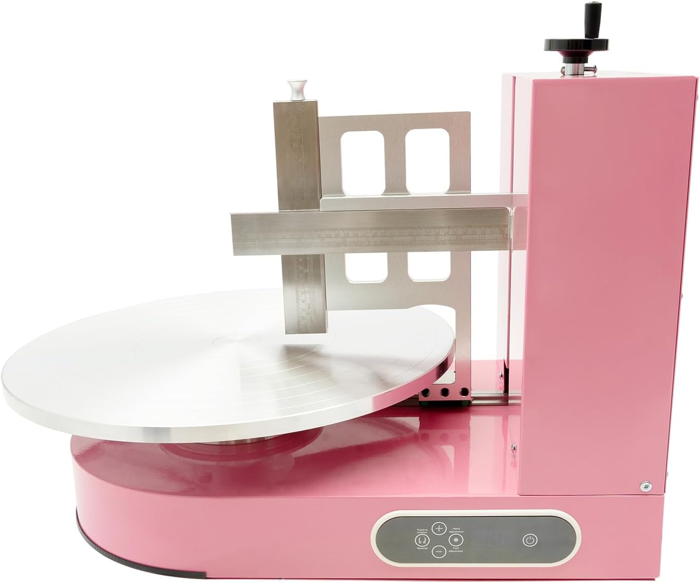 Automatic Cake Decorating Machine, Electronic Cream Coating Spreading Smooth Machine with Graduated Scraper 0-320RPM Rotating Speed,Cake Bread Spreader Machine for 4-16inch Cakes,Pink