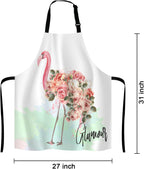 Pink Flamingo and Roses Bib Apron with Adjustable Neck for Men Women,Suitable for Home Kitchen Cooking Waitress Chef Grill Bistro Baking Apron