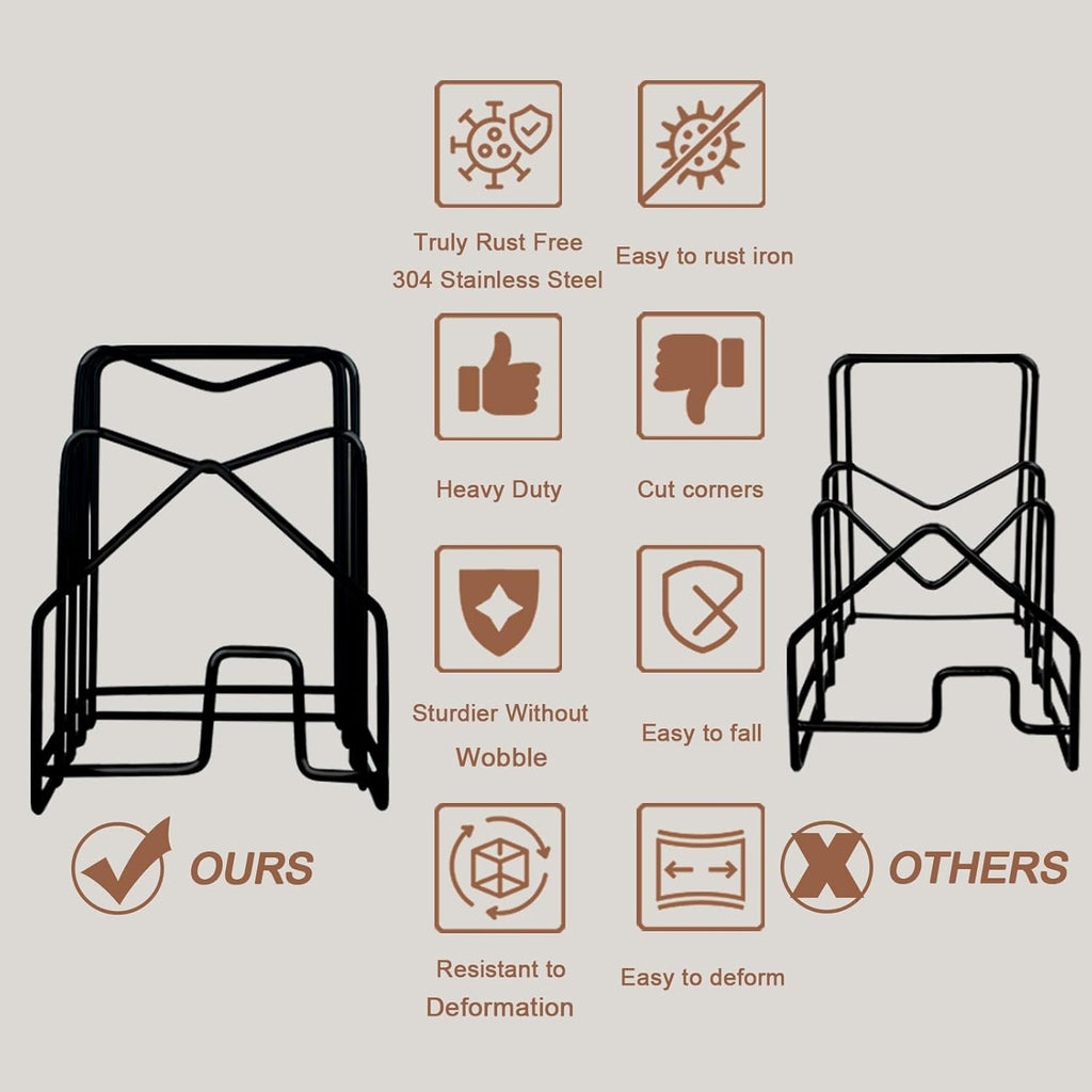 Pot Lid Organizer W 2 Chip Bag Clips Cutting Board Holder Inside Cabinet 304 Stainless Steel Pan Organizer Under Cabinet Pot Cover Cookie Sheet Bakeware Serving Tray Cooling Rack Stand Kitchen Black