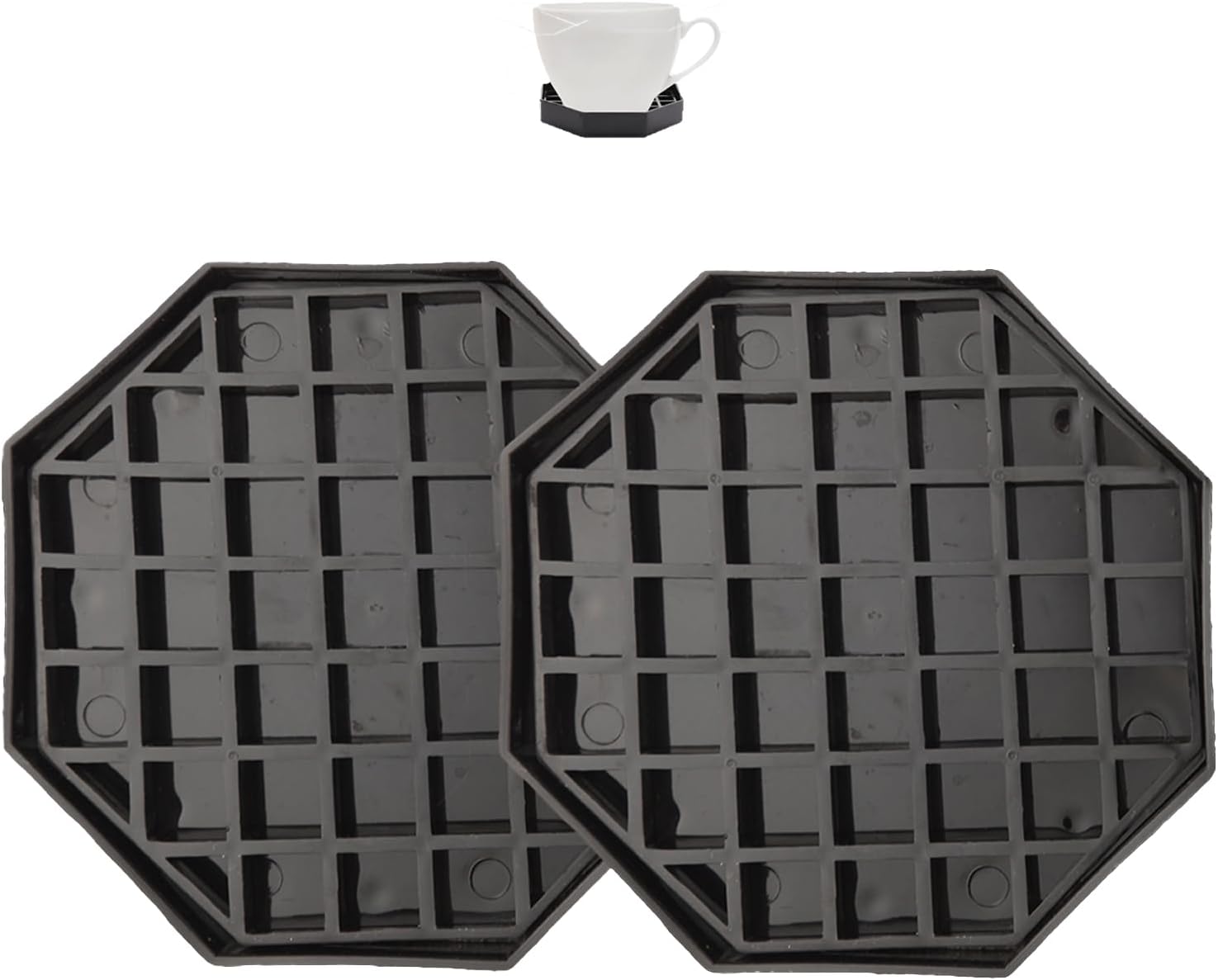 4.1" Octagonal Coffee Drip Tray | Black Plastic Honeycomb Grid Countertop Tray for Coffee, Tea, Wine & Beverage Dispensers,Pack of 2(2, 4.1in)