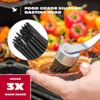 BBQ-AID Basting Brush - For Marinating, Glazing, Seasoning - Bbq Silicone Brush Cooking, Baster for Cooking Brush - Premium Wood Handle, Stainless Steel Core and Silicone Bristles for Easy Cleaning