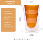 Glass Cloud cups 12 oz Double Wall Insulated Glass Cups - heat-resistant borosilicate glass -perfect for iced teas, lattes, and all your favorite sips (Amber)