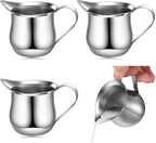 Honeydak 4 Pcs Creamer Frothing Pitcher Bell Container 3 oz Espresso Pouring Cup Mini Stainless Steel Creamer Pourer Mirror Finish Pitcher for Coffee Barista Cappuccino Shop Restaurant Bakery Kitchen