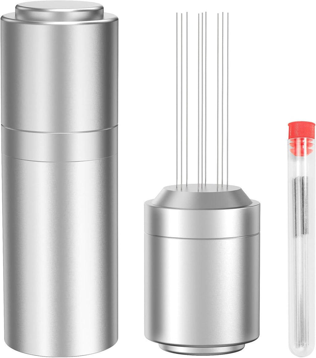 WDT Espresso Distribution Tools Espresso Stirrer Tool WDT Coffee Distributor for Barista Espresso Machine Accessories 9*0.35mm Espresso Grounds Stirrer with Extra 9 Replaceable Needles,Silver