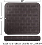 Silicone Dish Drying Mat for Multiple Usage,Easy clean,Eco-friendly,Heat-resistant Silicone Mat for Kitchen Counter or Sink,Refrigerator or Drawer Liner Coffee XL 18 inches x 16 inches