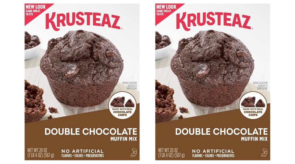 Krusteaz Muffin Mix, Double Chocolate Muffin Mix, Made with Real Chocolate Chips & No Artificial Flavors, Colors or Preservatives, 20 OZ Box (Pack of 2)