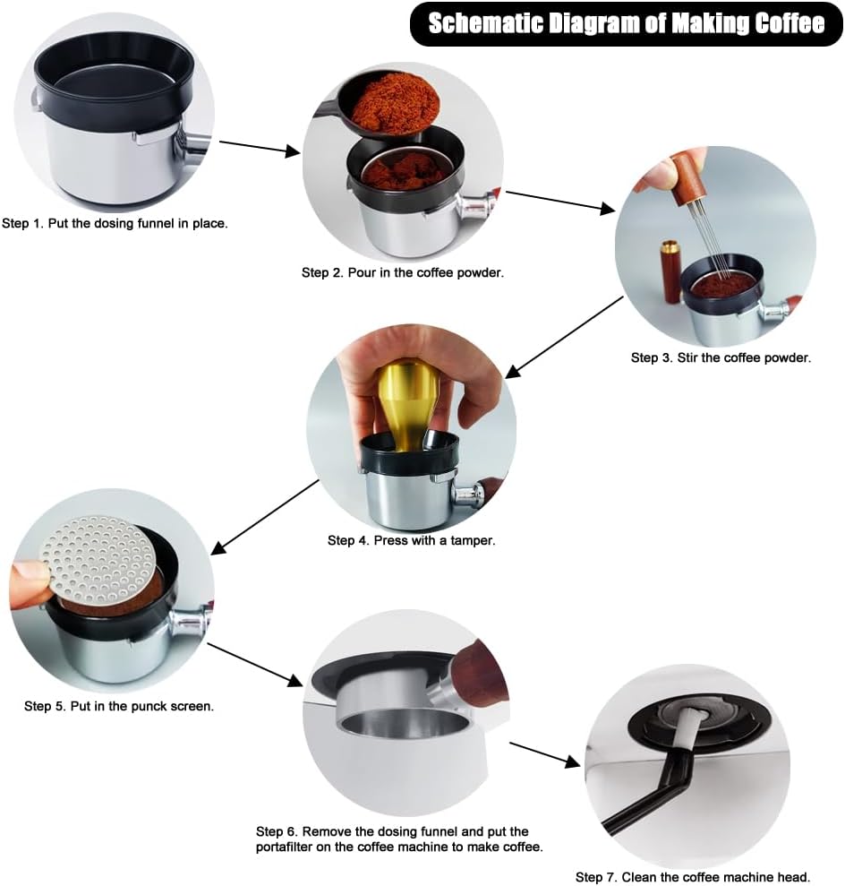 51mm Espresso Tamper Set, 5PCS Coffee Tamper Kit with WDT Tool, Coffee Stirrer, Dosing Funnel, Puck Screen 51mm Espresso Accessories Tampers Kit (Gold)