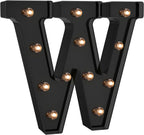 Foaky Black LED Letter Lights for Room Decor - Bedroom Wall Decor, Alphabet Lights for Home, Wedding, Party - Battery Operated （W）