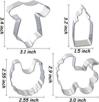 Baby Shower Cookie Cutters 8Pcs, Cute Shapes Baby Carriage Onesies Bottle Bib Clothes Elephant Bear Fondant Cutter, Sturdy Metal Biscuit Cutter Cookie Mold for Baby Shower Baking & Gift