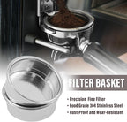 51mm Coffee Filter Basket, Stainless Steel Coffee Filter, Double Layer Pressurized Espresso Maker Accessories, 2PCS