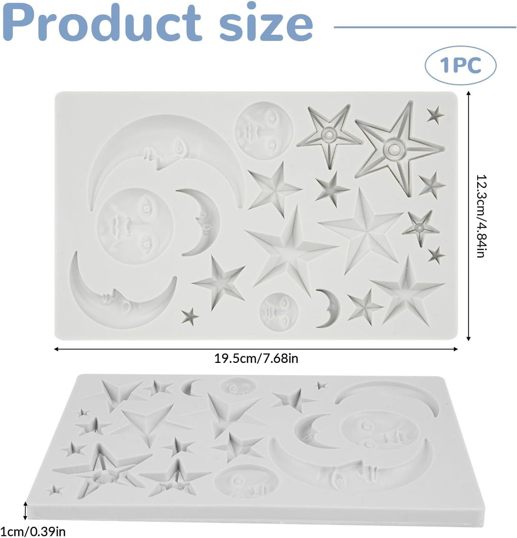 1 Pcs Star,Moon and Sun Silicone Mold for Chocolate, Fondant, Cake Decor and Epoxy DIY