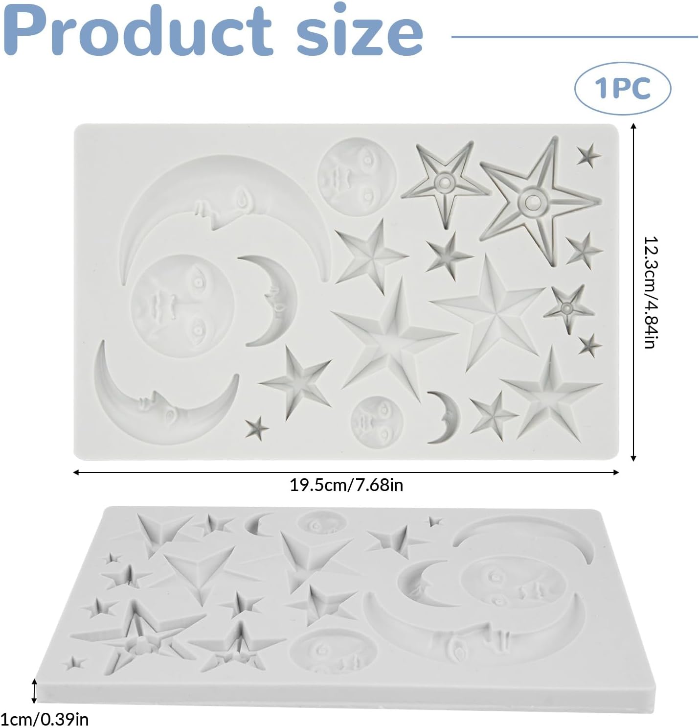 1 Pcs Star,Moon and Sun Silicone Mold for Chocolate, Fondant, Cake Decor and Epoxy DIY