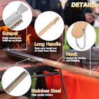 Pizza Oven Brush, 26" Brush and Stainless Steel Scraper for Pizza Stone with Screwdriver and Non Scratch Heat Proof Brass Bristles, BBQ Grill Cleaning Brush Outdoor Pizza Oven and Accessories