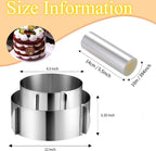 Cake Rings Mousse Mold Acetate Cake Collar Set - Adjustable 6 to12 Inches Stainless Steel Baking Rings Round Cake Molds with 5.5 x 394 Inch Clear Cake Acetate Sheet Rolls for Baking Pastry, Cake Decor