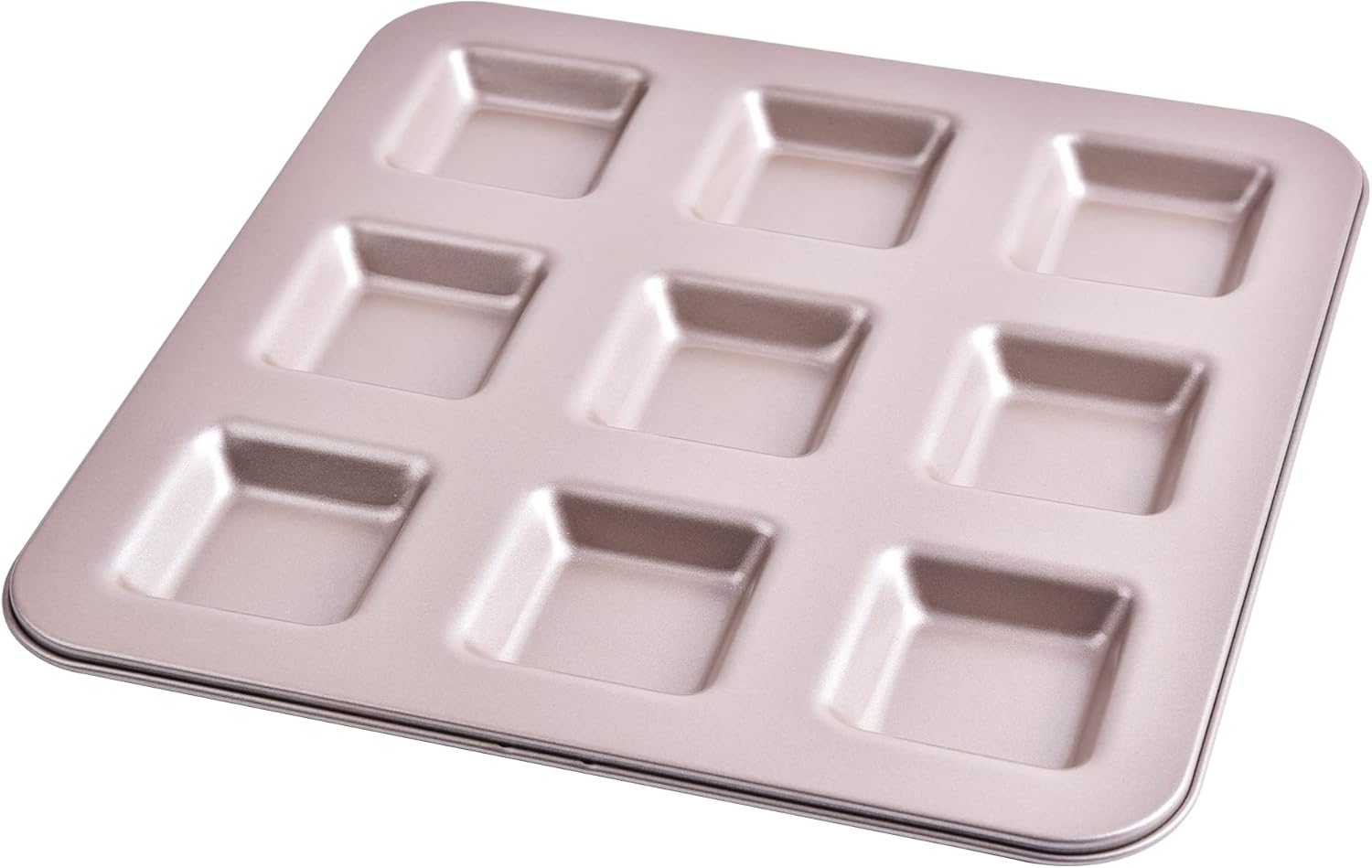 Financier Cake Pan, 9-Cavity Non-Stick Square Muffin Pan Biscuits Cookies Bakeware for Oven Baking (Champagne Gold)