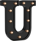 Foaky Black LED Letter Lights for Room Decor - Bedroom Wall Decor, Alphabet Lights for Home, Wedding, Party - Battery Operated （U）