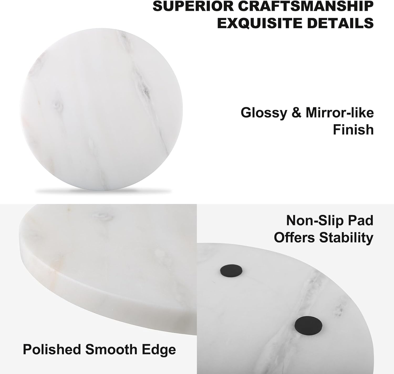 Koville African Natural Marble Cutting Board for Kitchen, 11inch Round Hand Crafted Marble Slab for Cheese, Charcuterie, Pastry Board - Wedding Gift, House Warming Gift(Namib Fantasy)