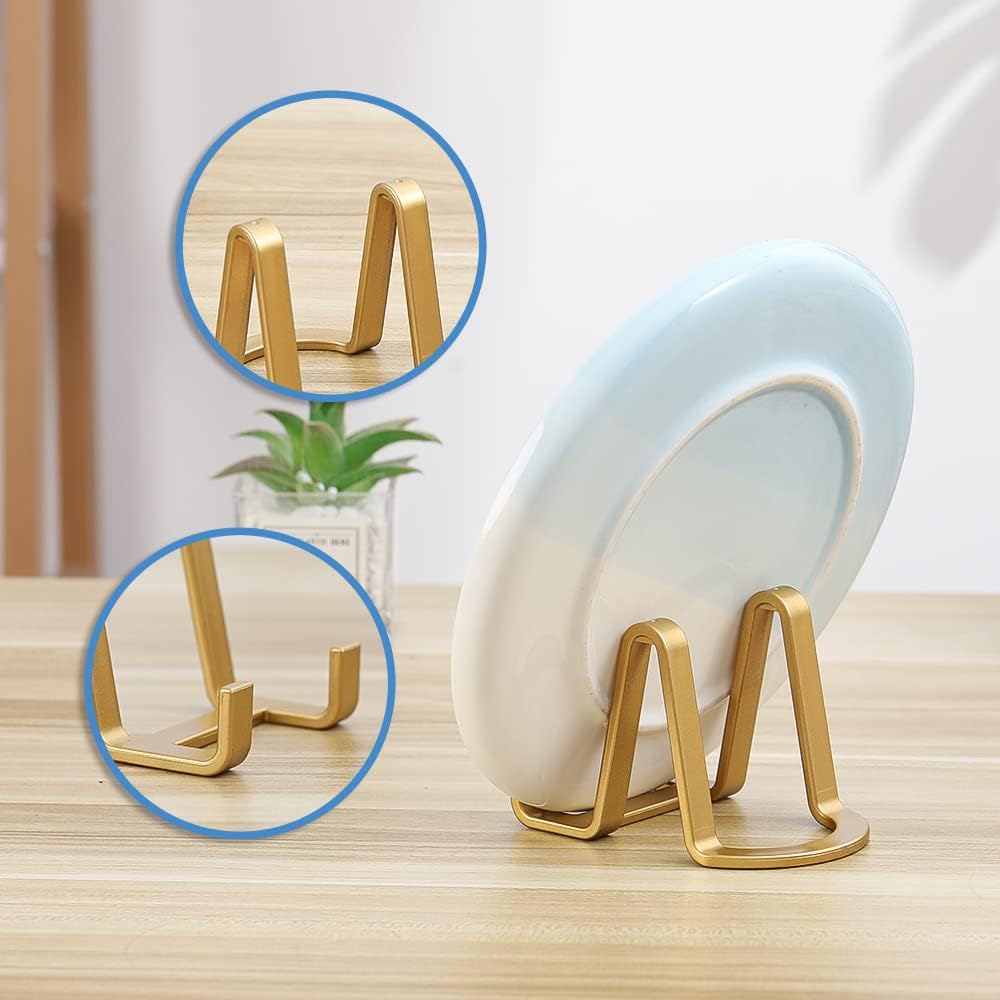 Plate Stands for Display - Plastic Easel Stand Plate Holder Display Stand Picture Frame Stand for Pictures | Photo|Decorative Plate |Dish | Tabletop Art - 3 inch-Golden