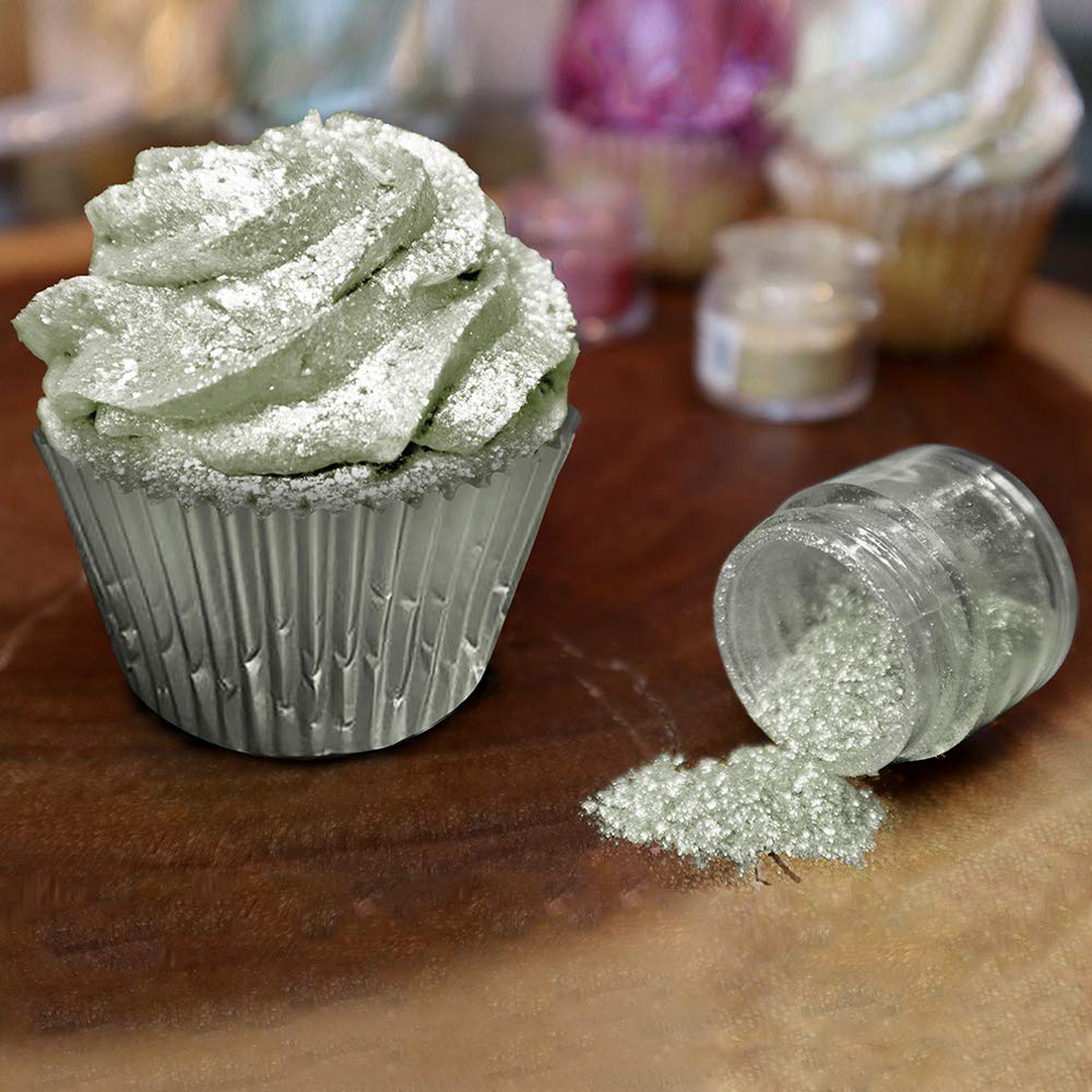 Bakell - Tinker Dust Soft Olive Green Edible Glitter for Cakes, Cupcakes, Cake Pops, Drinks, Dessert Vegan Glitter & Dusts (25g, Soft Olive Green)