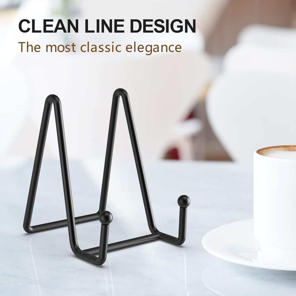 HONGYUTAI 3 Pack 4.5 Inch Plate Stands for Display Picture Stand - 4.5 Inch Vinyl Table Top Display, Metal Frame Holders Decorative Plate for Book , Picture, Photo and Platter, Tabletop Art, Black