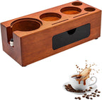 Espresso Tamping Station, Wood Knock Box Drawer Organizer Combo, Compatible with 51-58mm Portafilter and Tamper, for Home Baristas, Coffee Stations, and Espresso Tools Storage