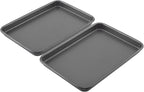 GoodCook Everyday Set of 2 Nonstick Steel 9" x 6.2" Toaster Oven Mini Baking Sheets, Gray
