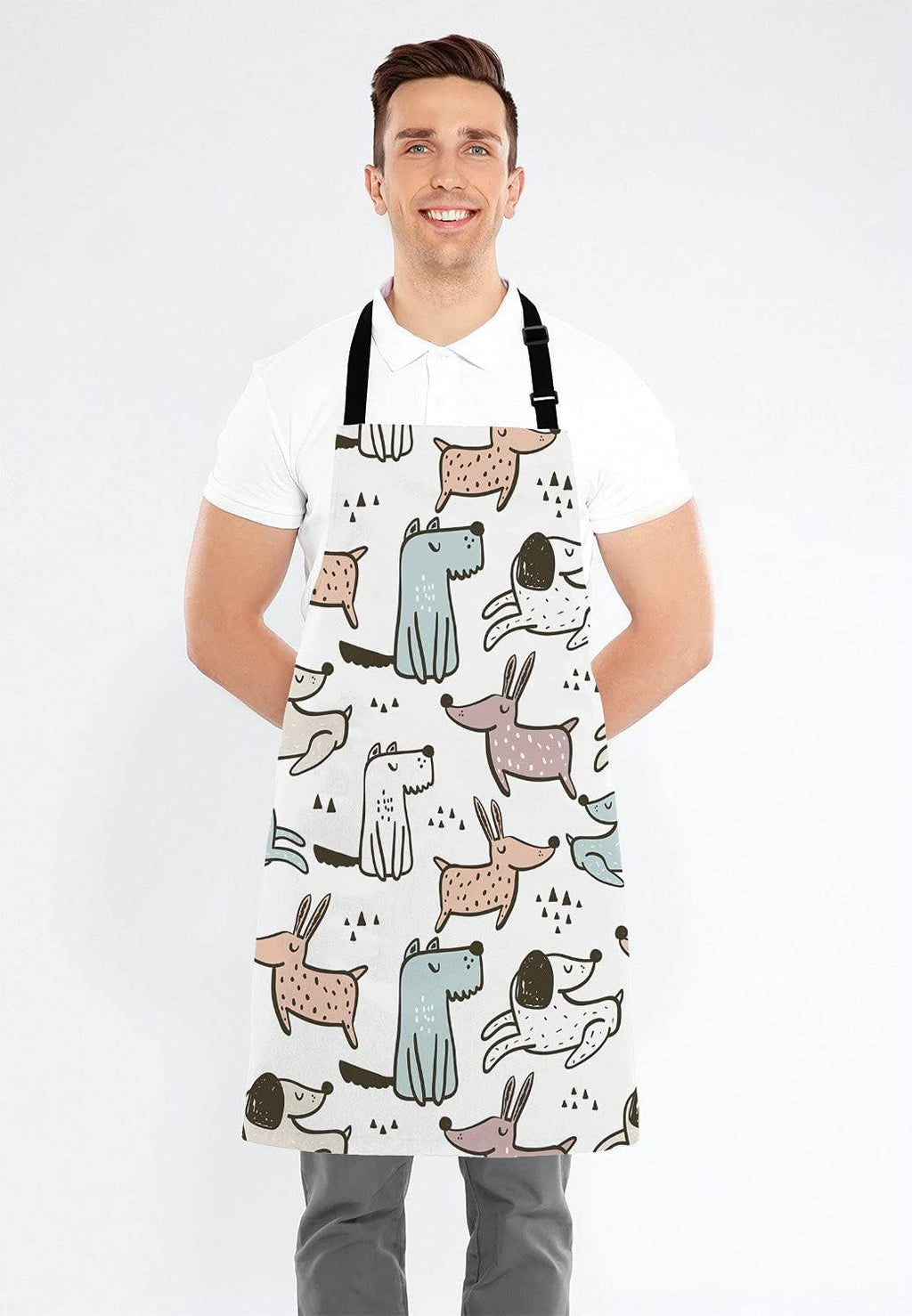 Cartoon Dogs Apron for Women and Men, Adjustable Kitchen Chef Apron for Cooking Baking - Cute Birthday, Anniversary, Mother's Day Apron Presents for Mom Wife Girlfriend Aunt Grandma