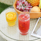 Ribbed Glassware Set of 2, 11oz Clear-Short Origami Style Drinking Glass Cup, Iced Coffee, Cocktail, Beer, Juice Drinking Glasses