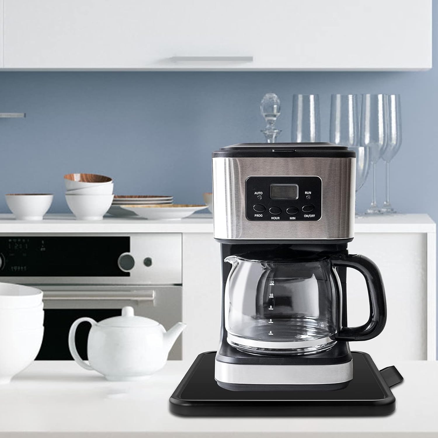 Kitchen Caddy Coffee Maker Sliding Tray, Premium Under Cabinet Appliance Coffee Maker Toaster Blender Air Fryer Stand Mixer (Alloy Steel, 13.8" W x11.7 D)