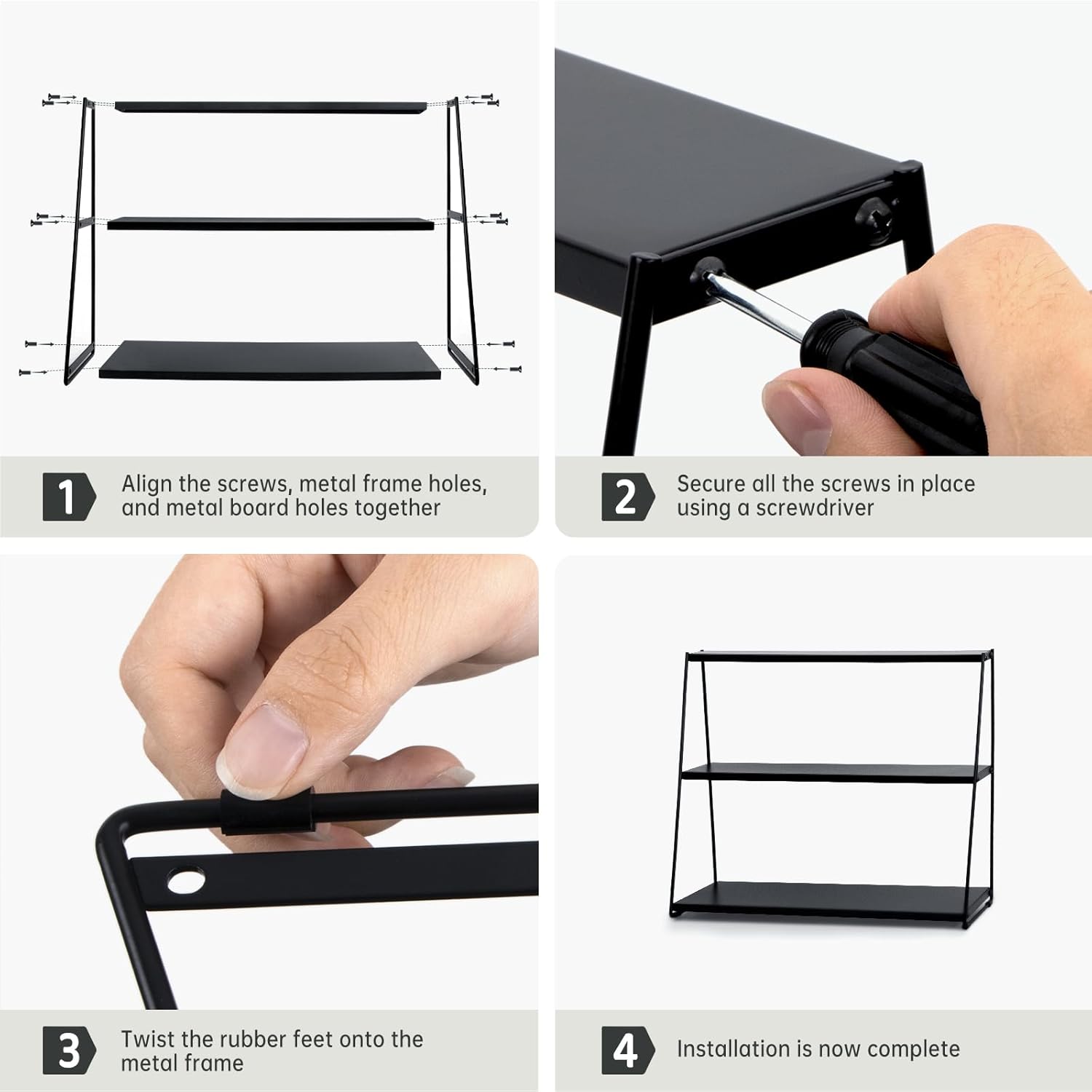 PUERSI Coffee Mug Holder, Metal Mug Display Rack for Countertop, 3 Tier Mug Shelf, Coffee Station Accessories Organizer for Kitchen, Office, Home - Black