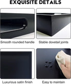 20 Inches Square Wooden Ottoman Tray Black, Large Wood Serving Tray with Handles for Living Room, Serving Food Breakfast, Ottoman Coffee Table Couch Sofa Kitchen