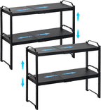 4 Pack Kitchen Cabinet Shelves Organizers, Kitchen Counter Storage Shelf Spice Rack, Expandable Length, Adjustable Height, Stackable, Sturdy 30LBS Bearing, Small Cupboard Tabletop Organizer Shelf Rack