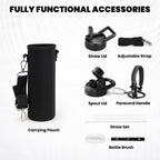 Insulated Water Bottle 20 oz, Triple Wall Vacuum Stainless Steel (Cold for 48 Hrs), Leak Proof & Non-BPA, Kids Water Bottle Jug for School with Straw Spout Lids, Dark Gray