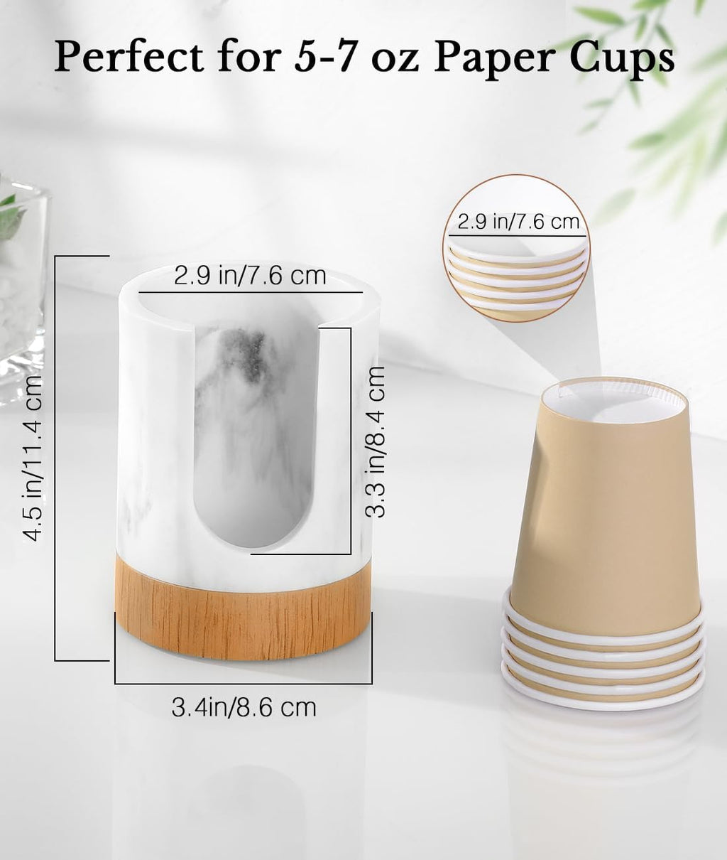Luxspire Dixie Cup Dispenser, 5-7oz Bathroom Cup Dispenser, Marble Resin Dixie Cup Holder, Disposable Bathroom Paper Cup Holder, Cotton Pad Holder, Guest Bathroom Essentials, Gravel White, 1 Pack