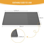 Silicone Coffee Mat with Raised Edges, 24'' x 16'' Bar Mat for Countertops, Fits Under Coffee Maker, Espresso Machine, Dish Drying Mat, Gray