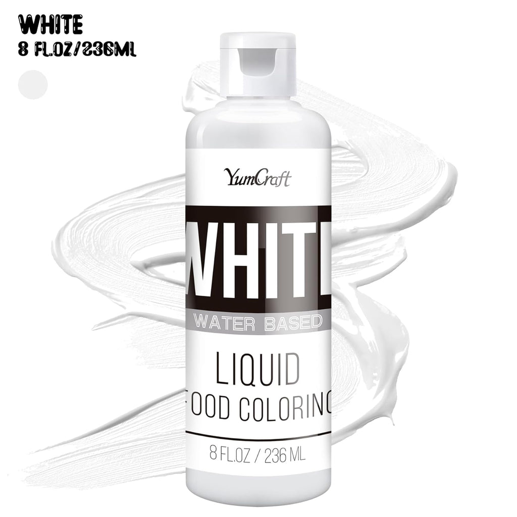Food Coloring Liquid - Vibrant Color Food Coloring for Cake Decorating, Baking, Easter Egg, Icing - Tasteless Food Color Dye for Fondant, Cooking, Slime, Airbrush (White, 8 Fl.oz)
