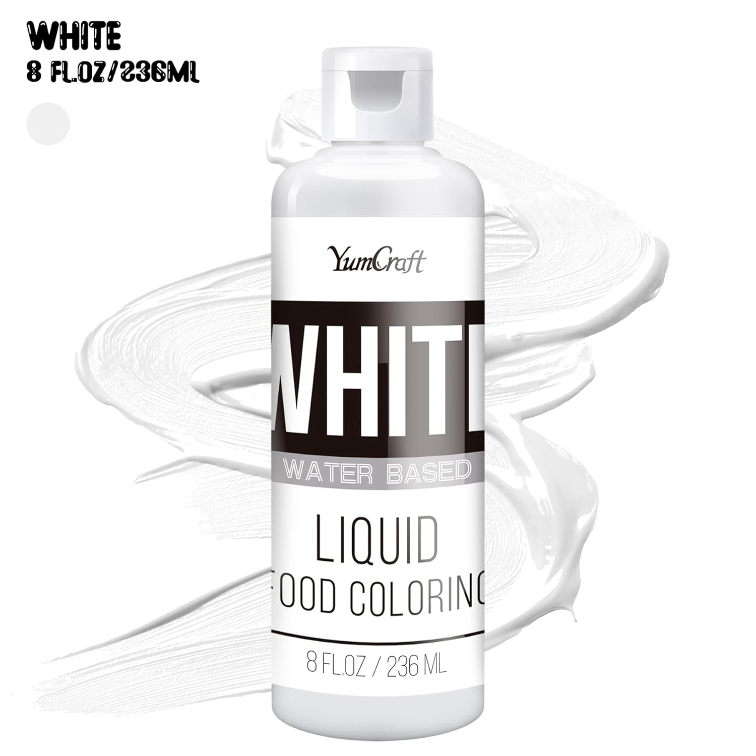 Food Coloring Liquid - Vibrant Color Food Coloring for Cake Decorating, Baking, Easter Egg, Icing - Tasteless Food Color Dye for Fondant, Cooking, Slime, Airbrush (White, 8 Fl.oz)