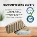 Sourdough Kit – Bread Making Kit with 9" Round & 10" Oval Banneton Bread Proofing Baskets, Dough Whisk, Scoring Tool, Metal Scraper, Silicone Brush, Liners – Sourdough Bread Baking Supplies Set