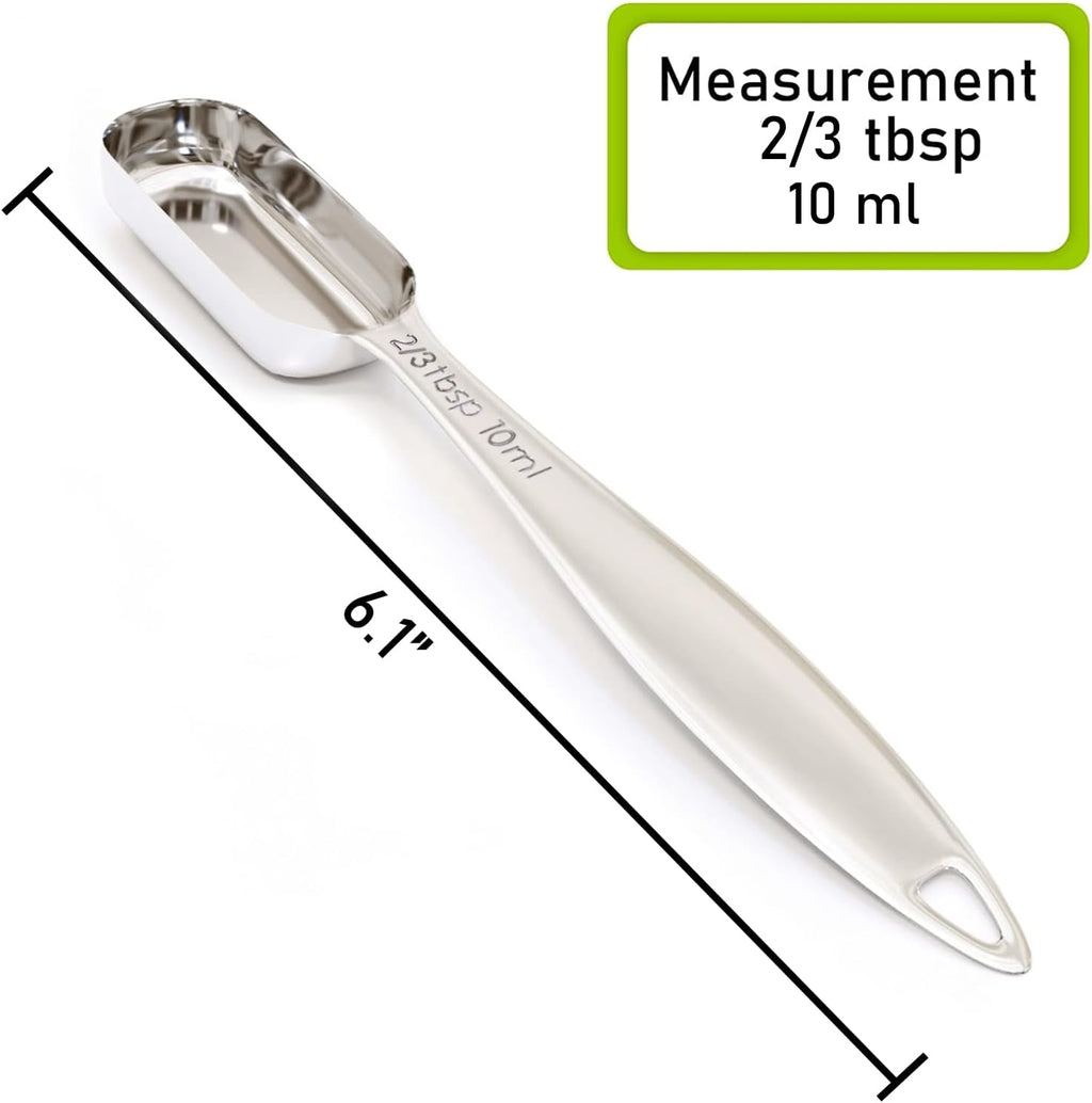 2PCS 2/3Tablespoon (2tsp, 10ml) Single Measuring Spoon, Individual Stainless Steel Long Handle Measure Teaspoon Only