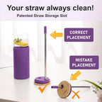 1Pack Glass Tumbler/Lid & Straw - 24oz Reusable Glass Mug w/Bamboo Lid & Stainless Steel Straw-BPA-Free Leak-Proof, Dishwasher Safe for Coffee, Smoothies, Hot Beverage, Travel, Office, Home Use