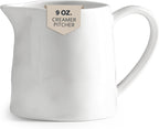 Creamer 9 OZ Creamer Pitcher, White Creamer with Handle, Porcelain Small Milk Pitcher, Coffee Farmhouse Kitchen Accessory