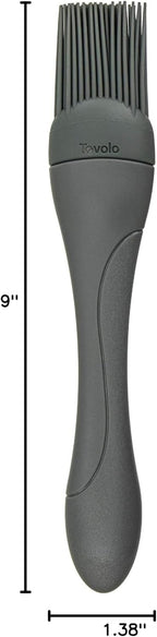 Tovolo Large 9” Heat Resistant Kitchen Silicone Cooking Brush Great for Pastry Baking Basting Sauces Marinades Glazing Oil Brushing Baste Meats Pastries Cakes Desserts, Charcoal Gray