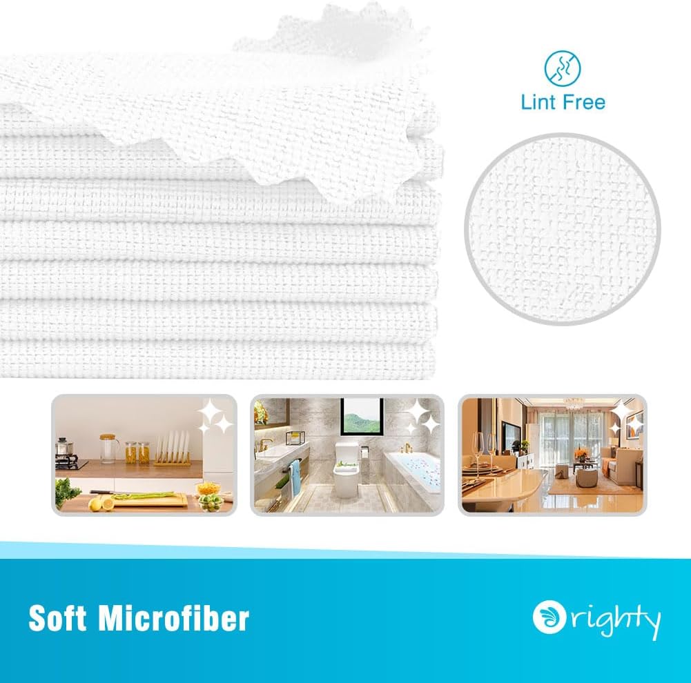 Orighty Cleaning Cloths Bulk, 200 Pack Shop Rags Reusable, Multi-Purpose Shop Towels for Cars, Microfiber Cleaning Rags for Automotive, Mechanic, Kitchen, Lint Free Towels 11.5’’ x 11.5’’, White