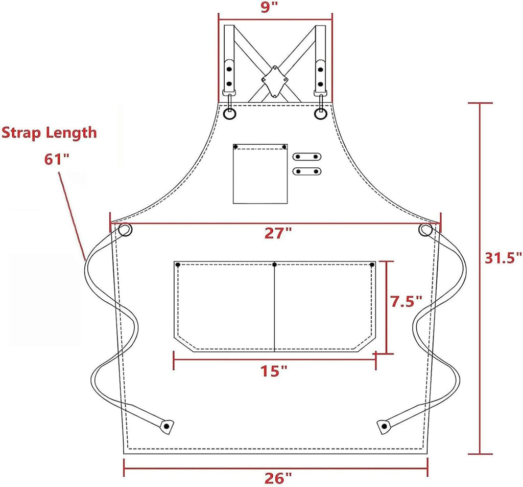 AFUN Chef Aprons for Men Women with Large Pockets, Cotton Canvas Cross Back Heavy Duty Adjustable Work Apron, Size M to XXL (Purple)