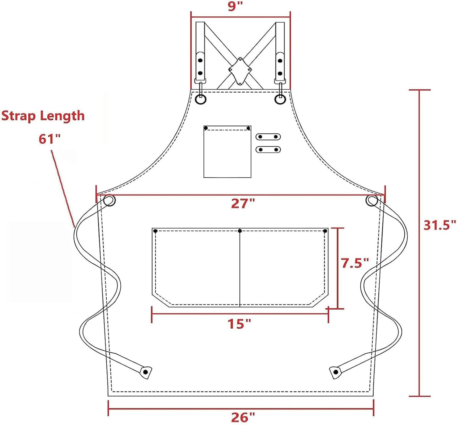AFUN Chef Aprons for Men Women with Large Pockets, Cotton Canvas Cross Back Heavy Duty Adjustable Work Apron, Size M to XXL (Brown)