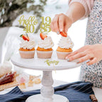 Gold Glitter 40th Birthday Cupcake Toppers 40th Birthday Celebrating Party Decorations - Set of 24