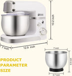 Kitchen in the box Stand Mixer,3.2Qt Mini Electric Food Mixer,6 Speeds Portable Lightweight Kitchen Mixer for Daily Use with Egg Whisk,Dough Hook,Flat Beater (White)